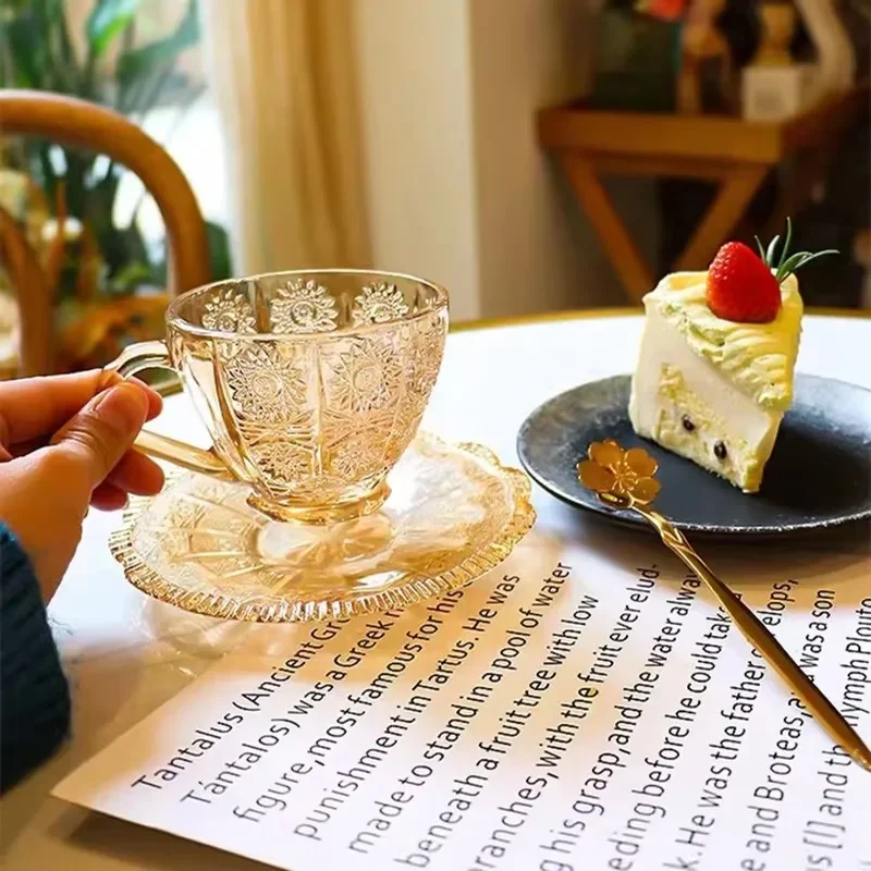 set-da-te-pomeridiano-vintage-con-tazza-in-vetro-e-piattino-decorazione-girasole-set-per-latte-e-te-tazza-per-acqua-in-vetro