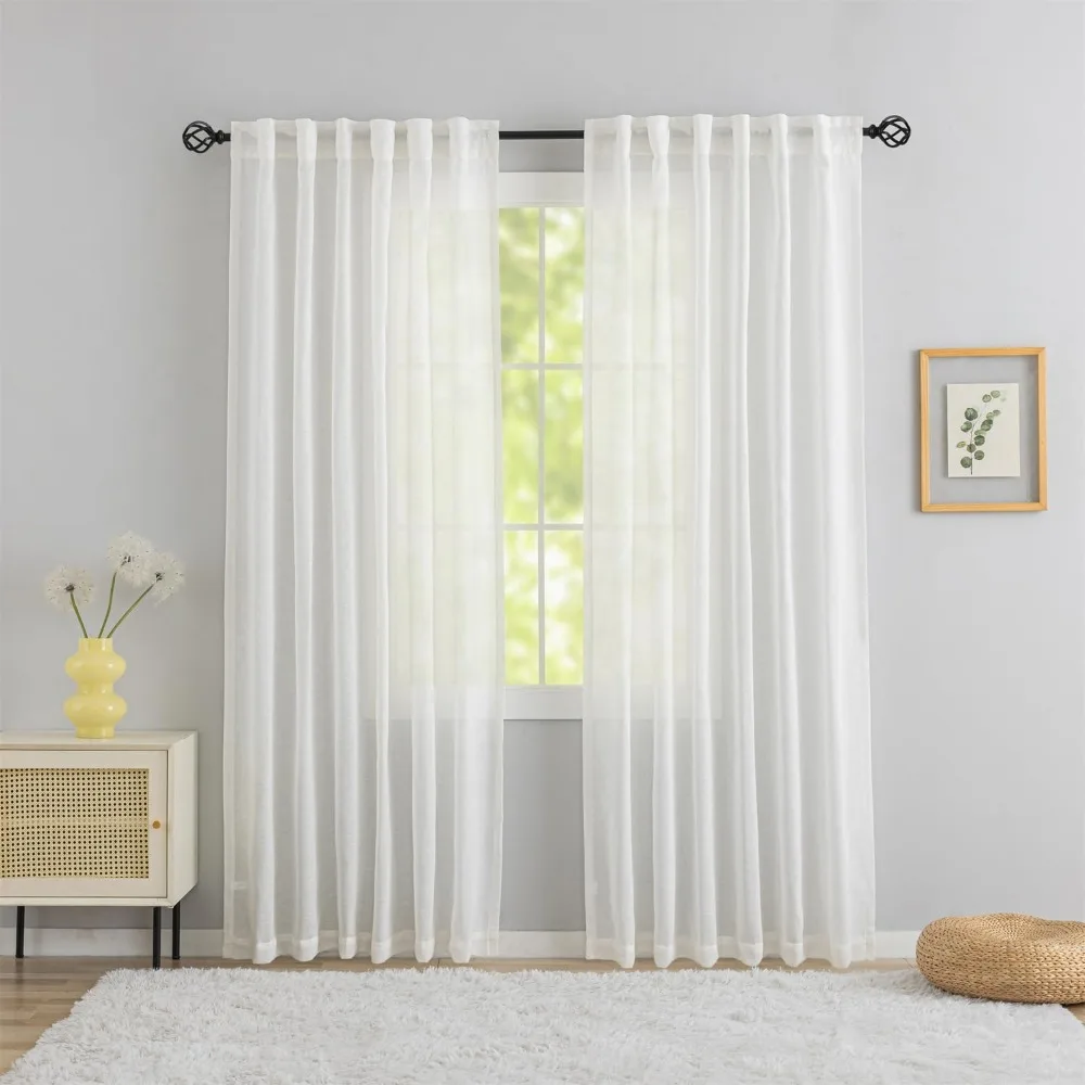 Tende oscuranti termicamente isolate per soggiorno, tende bianche velate solide per uso in camera da letto