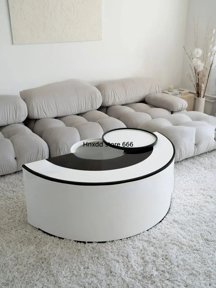 Italian semi-circular coffee table simple light luxury modern living room special-shaped large storage