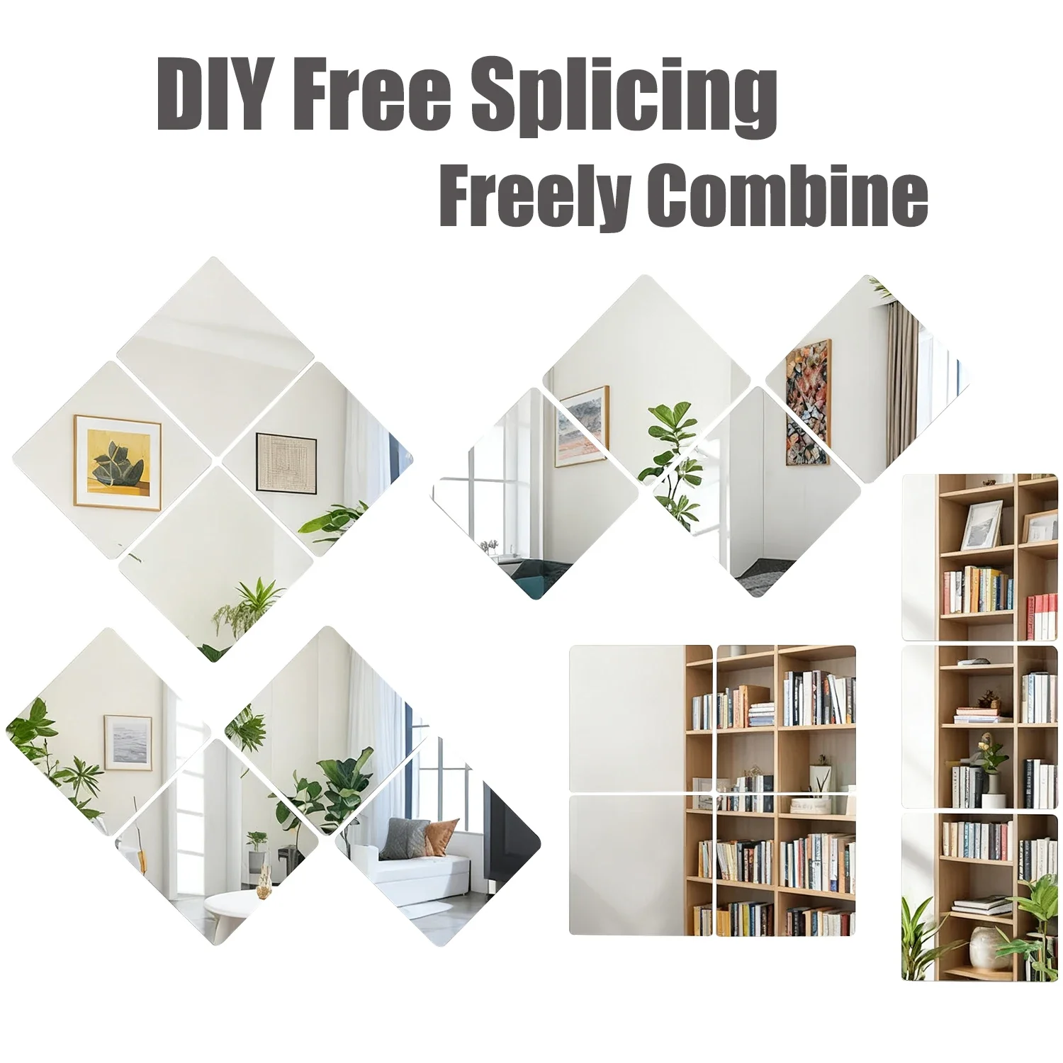 

1-8Pcs Thickened Flexible Mirror Wall Decals , 1.5mm Self-Adhesive Acrylic, Peel & Stick Upgrade for Modern Rooms