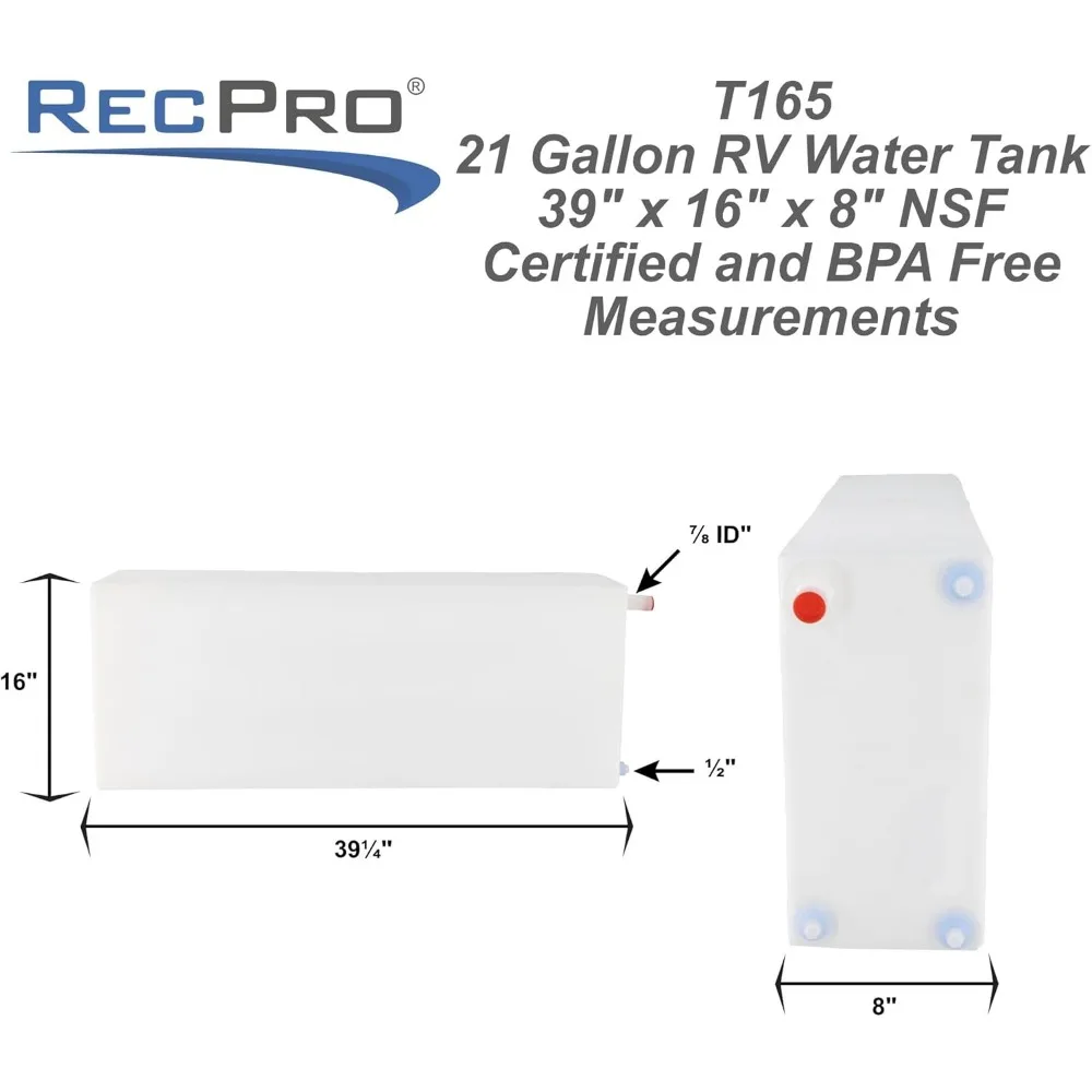 21 Gallon Drinking Water Tank - Portable Potable Storage for RV Freshwater Use | 39.25x8x16