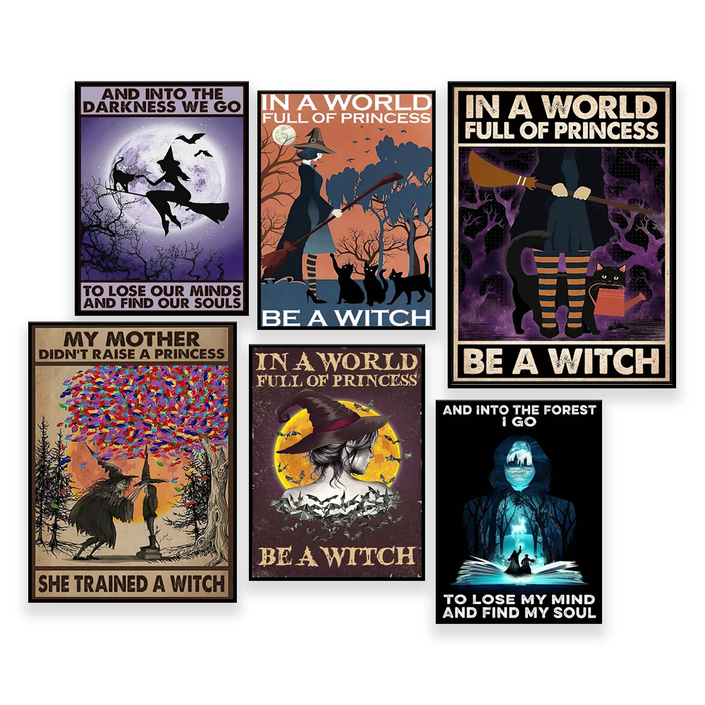 And the witch lived happily ever after Vintage Poster, Witch Halloween Vintage Poster,  Witch Woman Poster