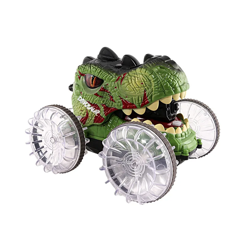 Dinosaur water spray stunt car, water and land dual-purpose 2.4G remote-controlled light wheel rotating dancing car electric toy