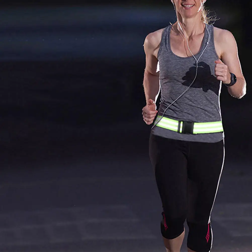 2Pcs Adjustable Reflective Belt Safety Strap Night Running Outdoor High Visibility Reflective Strap for Cycling Hiking Climbing