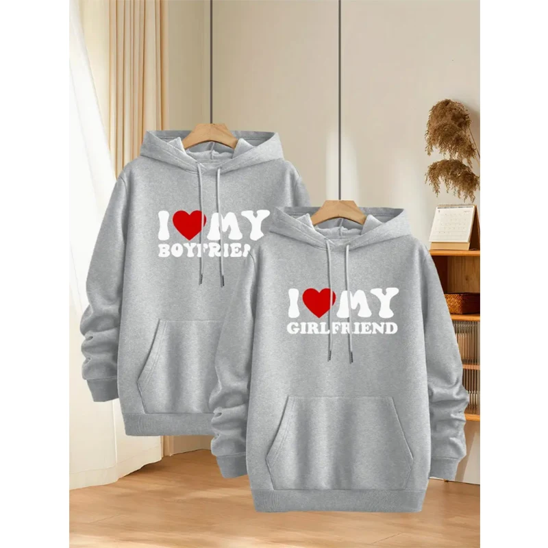 أطقم زوجين بأكمام طويلة للرجال أنا أحب صديقي هوديس Sweatpants يناسب النساء هوديي بلوزات و ركض عاشق مجموعات #2