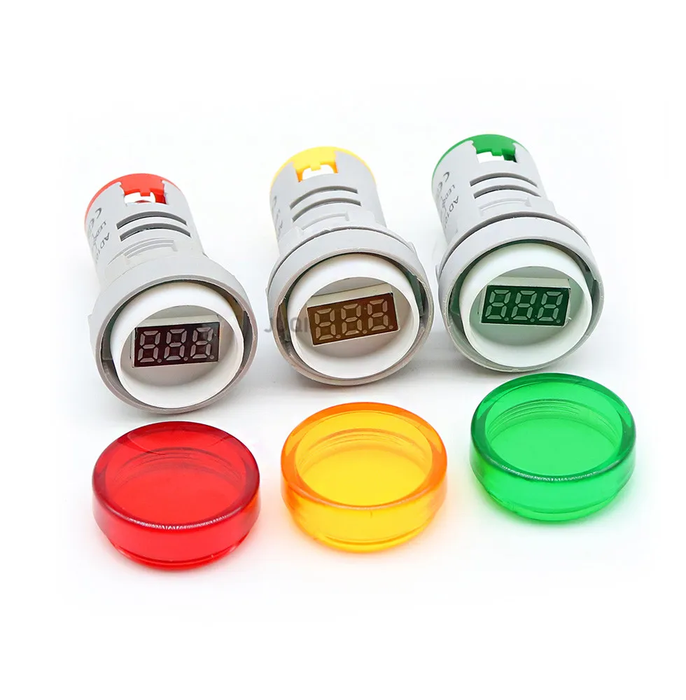 1PCS 22mm DIY Mini  Digital Voltmeter Round AC20-500V/DC5-60V Voltage Tester Meter Monitor Power LED Indicator Pilot Lamp Light