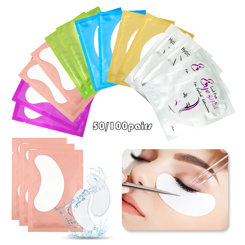 50/100 Pares/Lotes de Parches para Ojos, Parches de Hidrogel para Extensión de Pestañas, Almohadillas para Debajo de los Ojos, Relleno para Extensión de Pestañas, Maquillaje