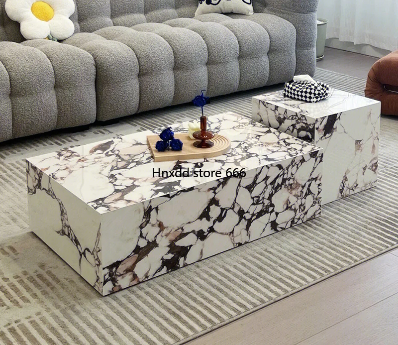 Luxury stone coffee table living room square table combination modern Italian minimalist