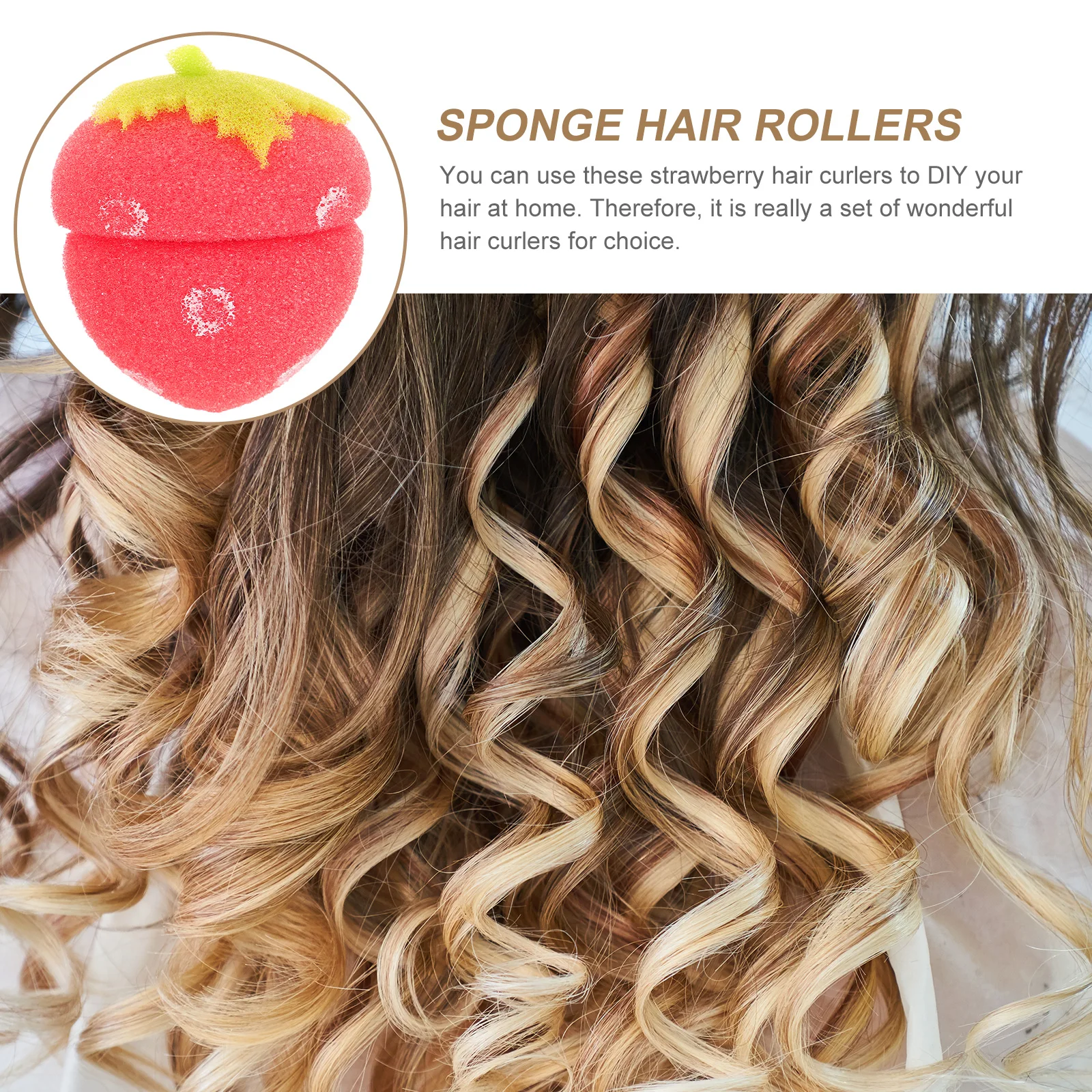 

12 pcs Strawberry Shaped Sponge Hair Curlers Red Soft Foam Rollers For Natural Curls Overnight Styling Tool Hair Rollers