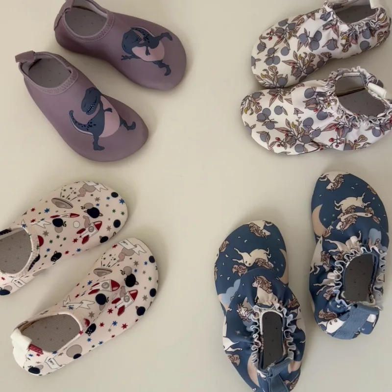 Infant Cherry Print Aqua Socks Anti Slip Quick Dry Kids Beach Swimming Shoes Ruffle Baby Water Slippers