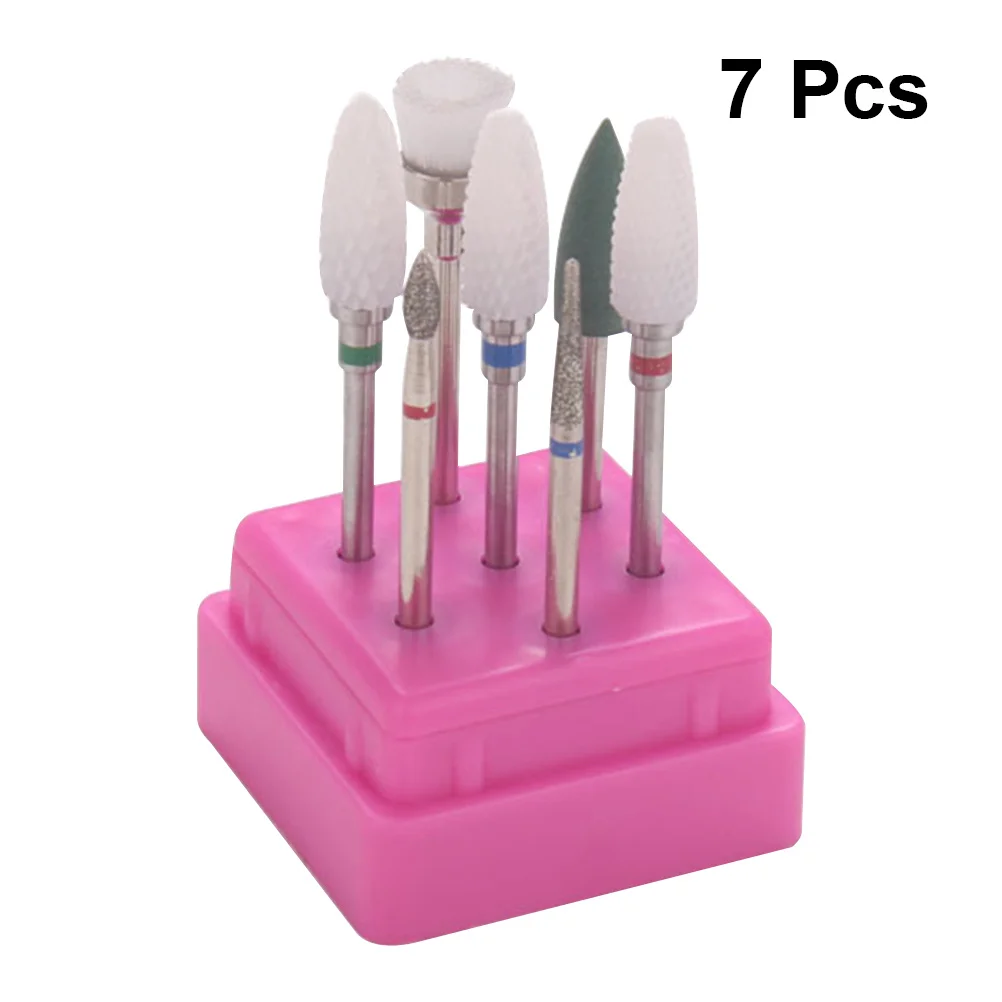 7pcs Nail Polishing Tools Set Durable Manicure Grinding Head Kit For Natural Artificial Nails Salon Diy Portable Case Included