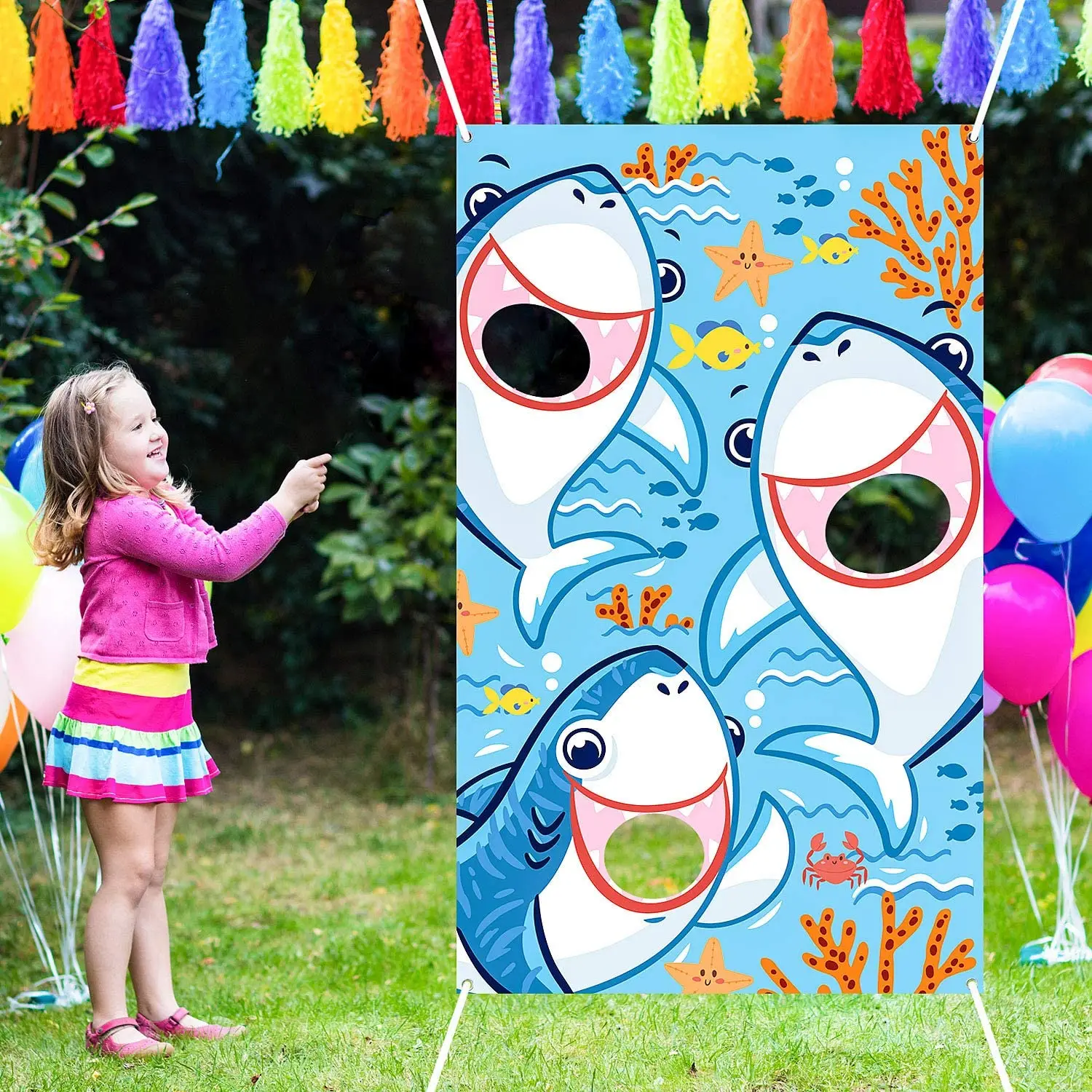 Shark Bean Bag Toss Game Beach Pary Under The Sea Sea Ocean Party Shark Games Summer Pool Party Decoration for Baby Shower