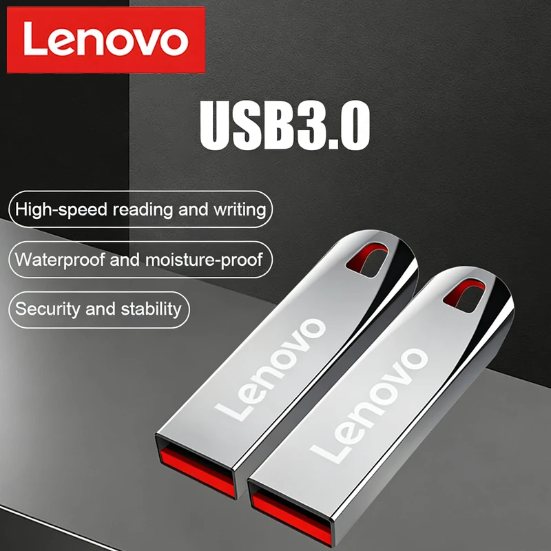 Флеш-накопитель Lenovo 512 ГБ USB 3.0, высокоскоростной, металлический, прочный, для передачи данных, 128 ГБ, большой объем памяти, суперминиатюрный, Plug and Play.