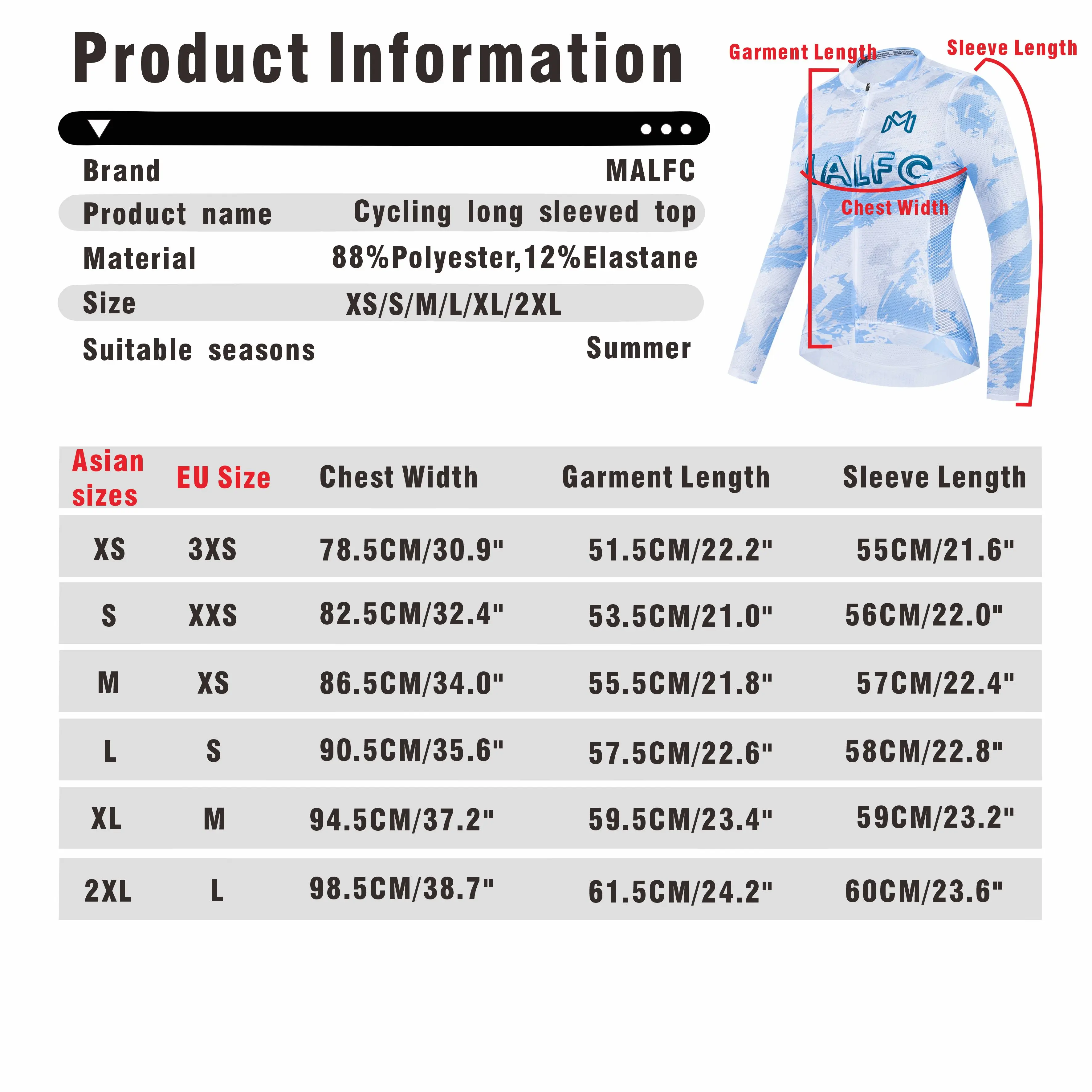 MALFC Damen-Radtrikot Sommer Hochwertige Team-Bekleidung Langarm Atmungsaktiv Schnelltrocknend Fahrradtrikot – Detail 1