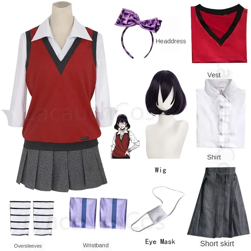 Косплей Compulsive Gambler Yumeko Jabami и Ikishima Midari JK, униформа, парик, бесплатный головной убор, школьник, школьный Su MN3
