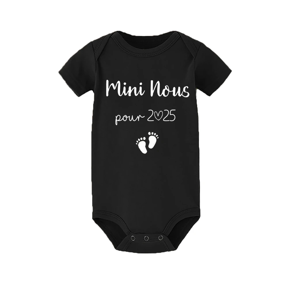 Mini uns im Jahr drucken Baby Stram pler lässig Kurzarm Säugling Overall Jungen Mädchen Bodysuit Sommer Schwangerschaft Ankündigung Kleidung