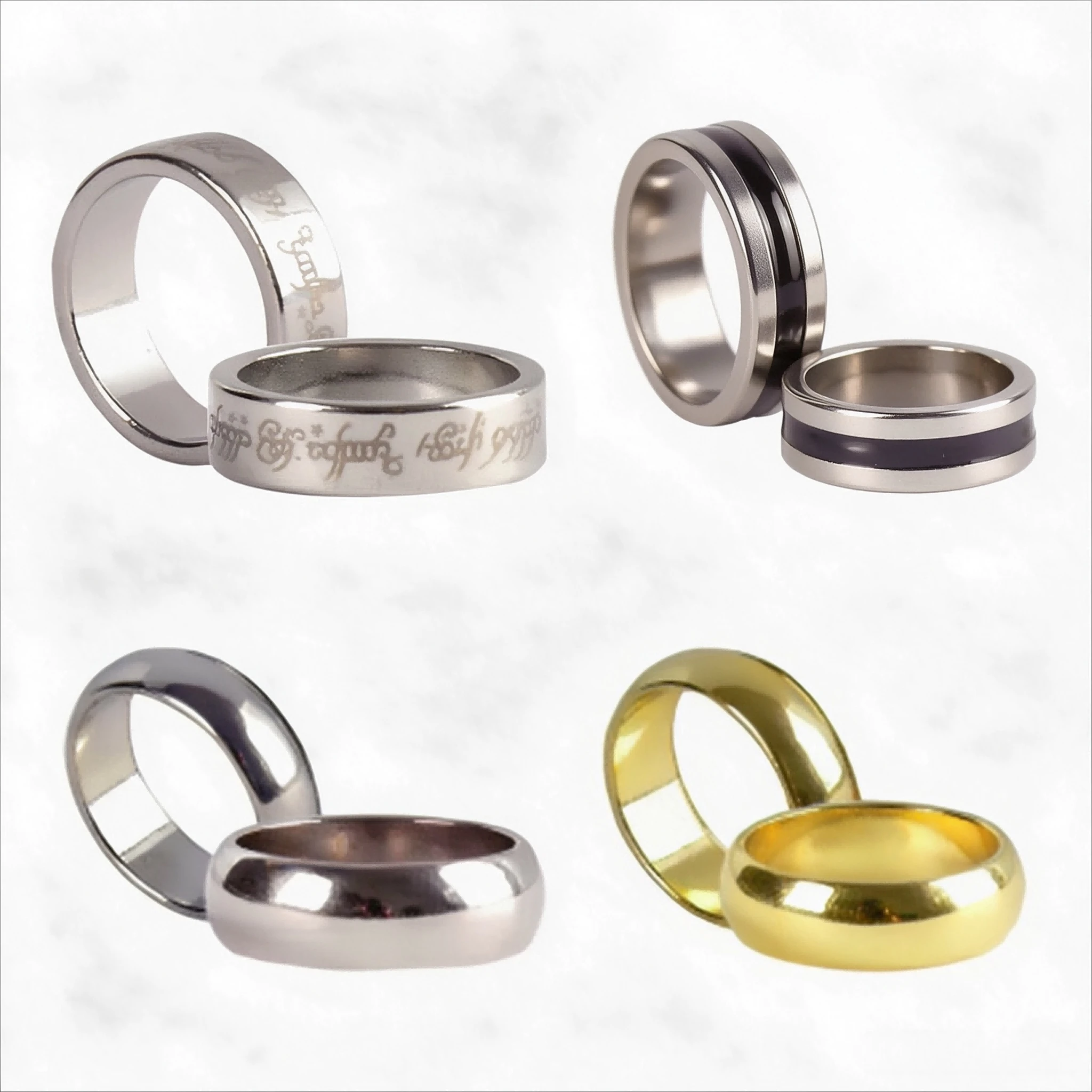2pcs/set Magic Tricks Magnetic Magic Ring 20mm/21mm Gold Silver Plate Magician Ring Circular Arc Magic Props Wizard PK Ring