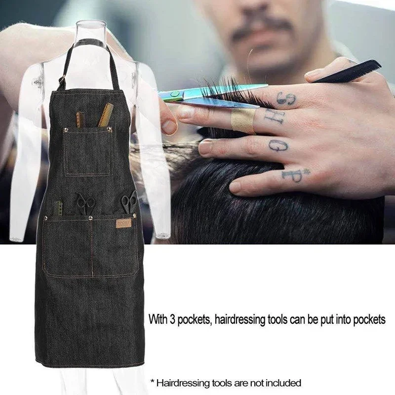 

Adjustable Salon Hair Cutting Hairdresser Barber Denim Haircutting Apron Cloth For Woman Men Baking Restaurant Kitchen Cooking