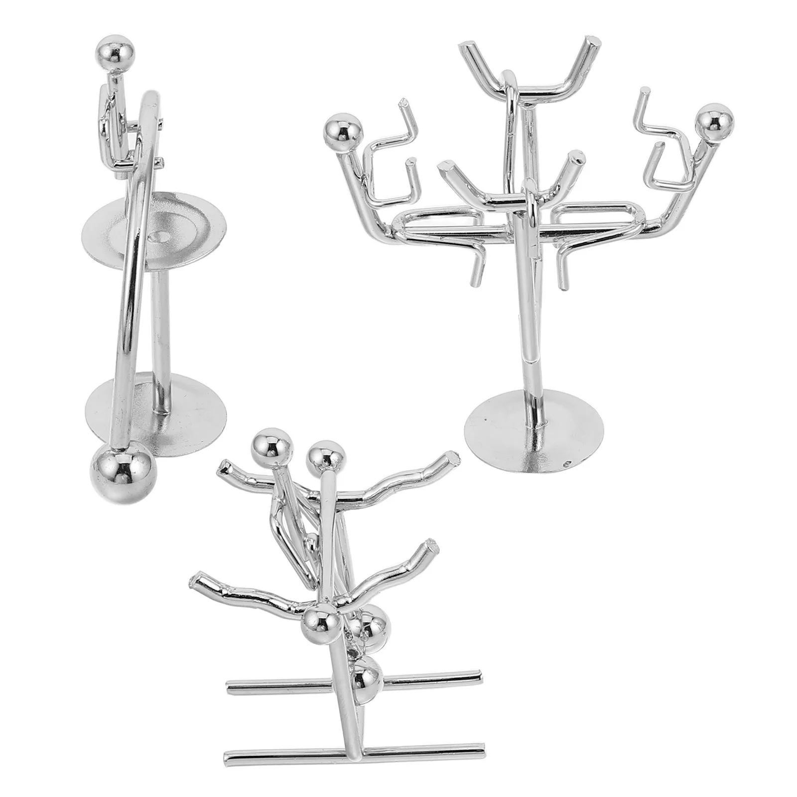 3Pcs Iron Balance Desktop Kinetic Sculpture Mini Sports Weightlifter Office Desk Decoration Physics Art Relaxing Swing