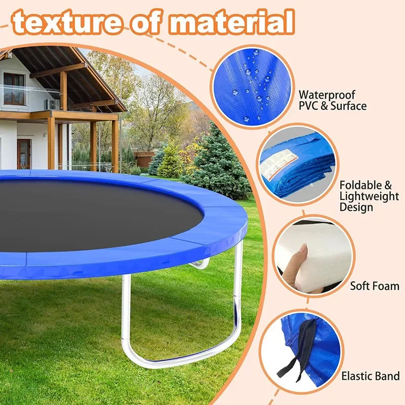 8FT Universal Trampoline Pad Round Replacement Trampoline Safety Pad Trampoline Waterproof and TearResistant Safety No Hole Pole