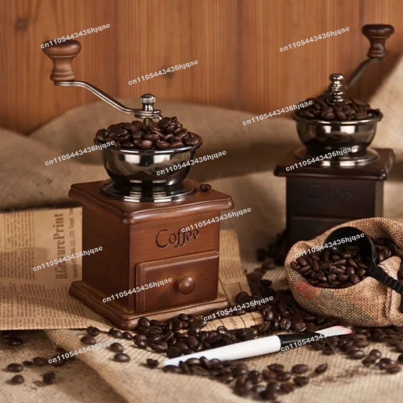 Retro Classic Hand Crank Solid Wood Grinder Ceramic Core Coffee Bean Grinder Grinder Coffee Machine Mini