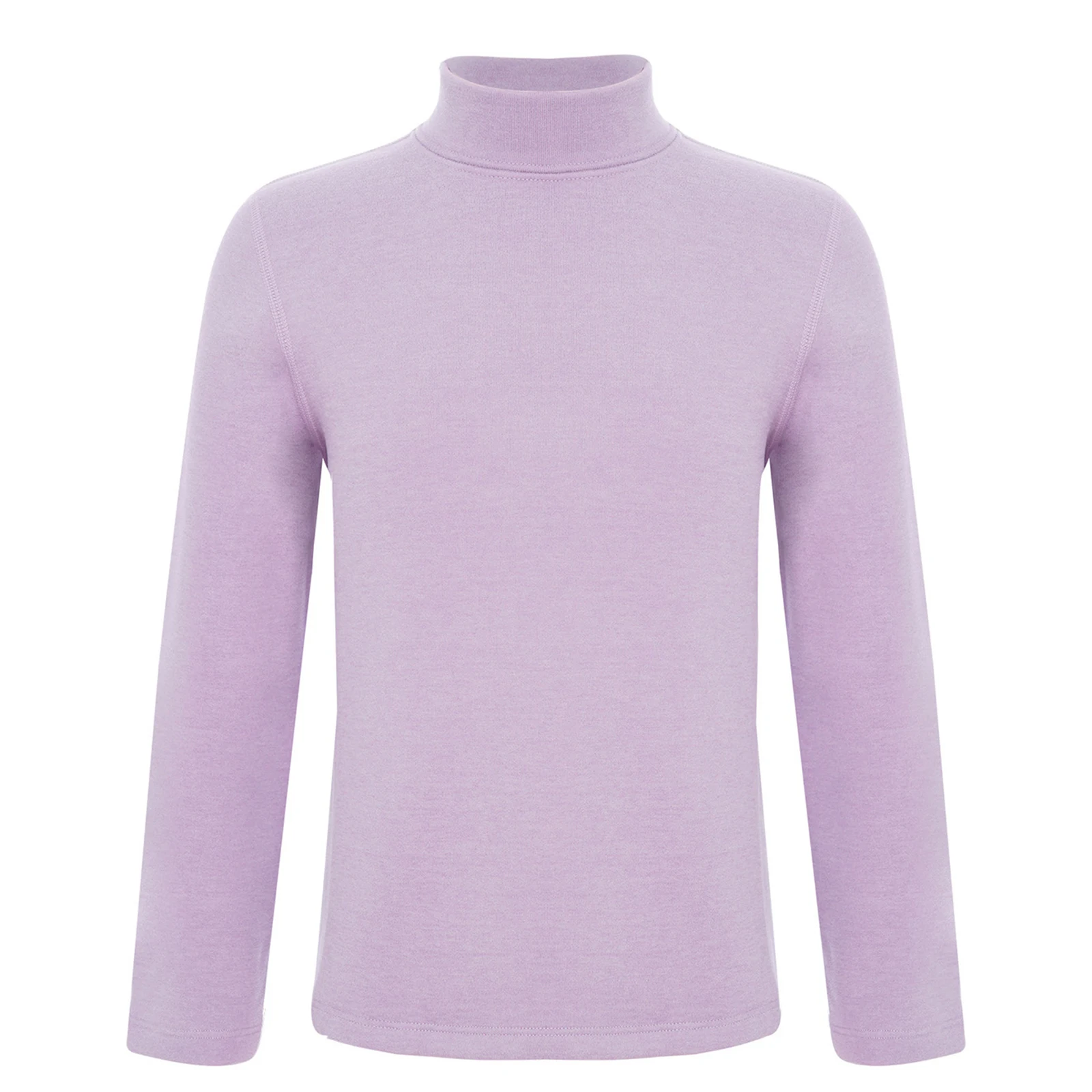 ملابس داخلية حرارية للأطفال والبنات والأولاد مبطنة بالصوف للخريف والشتاء برقبة وهمية وأكمام طويلة بلون سادة قميص داخلي أساسي