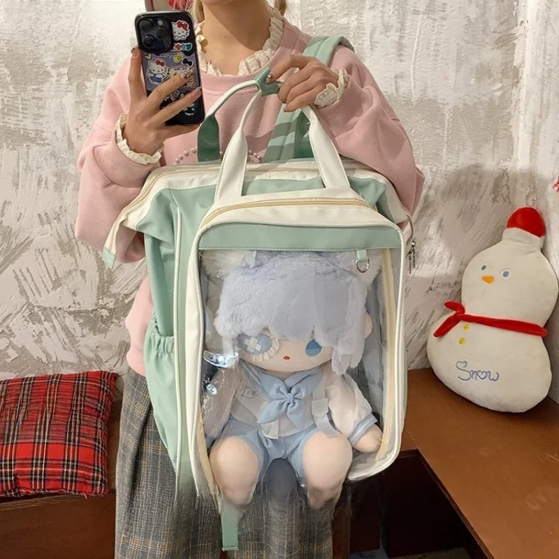 

Large Capaci Student Bapa Transparent Dual oulder Pain Bag Women's Manga Exhibition 40cm Doll Bag Versatile College