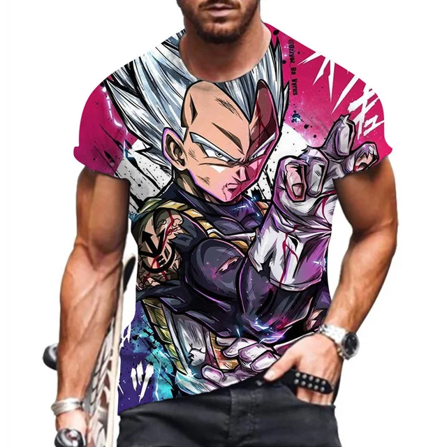 Men T Shirt Vegeta Dragon Ball Z Majin Buu Goku 2025 Short Sleeve Fashion Children High Street Anime Summer Oversized Cool Tees #4