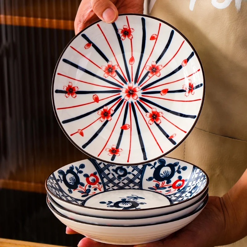 

2023 New Ins Sle Cerc Di Plate Japanese Sle Dining Set Deep Di Bowl Plate Porcelain Dinnerware Set round ape