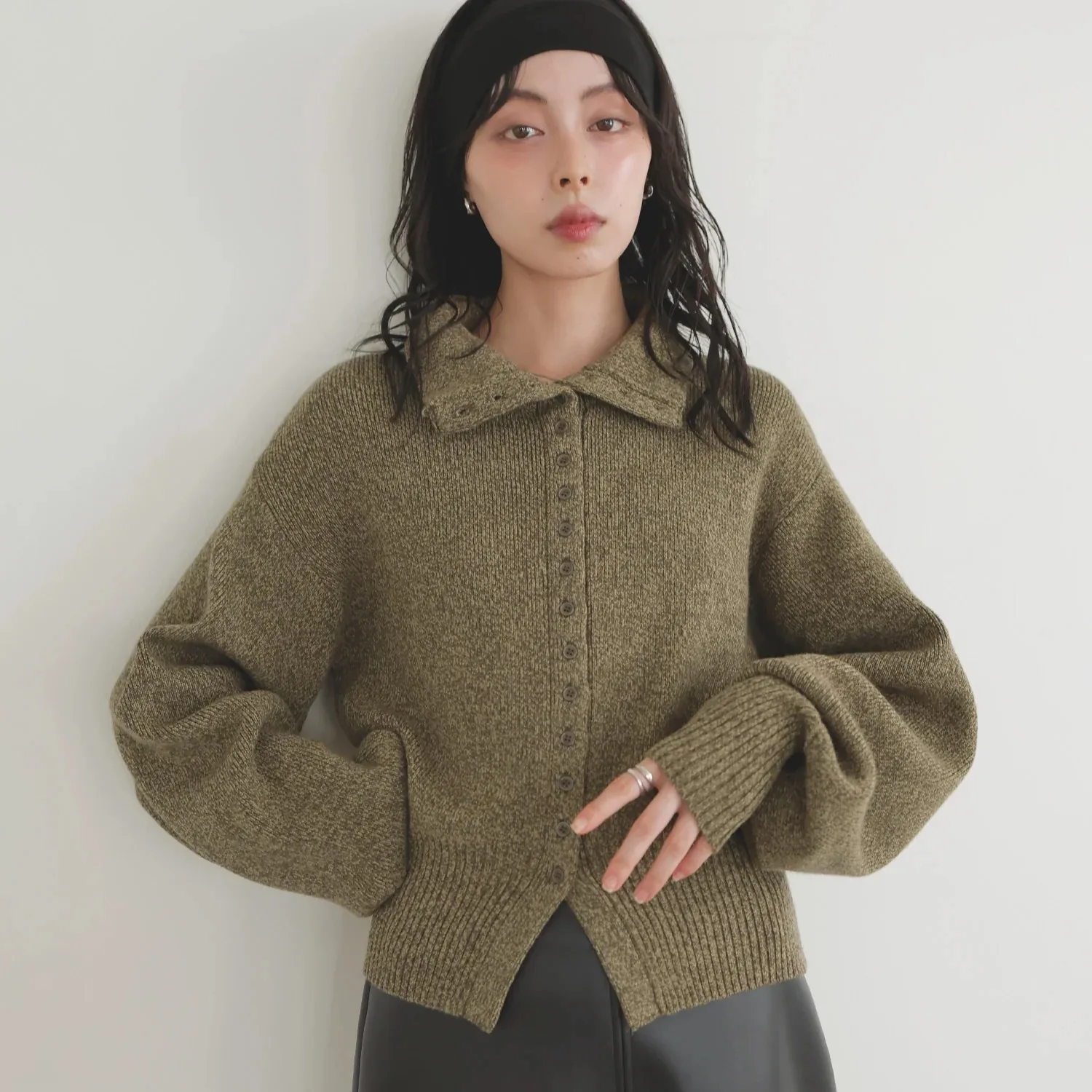 

Women's Elegant Solid Color Sweater Autumn Winter Turtleneck Long Sleeve Single Breasted Knitted Cardigan Casual Office Lady Top