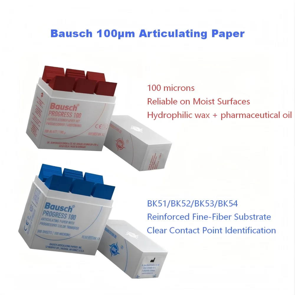 

Bausch 100µm Articulating Paper Dental Occlusion Indicator Bite Registration Paper Occlusal Contact Check Tool BK51/52/53/54