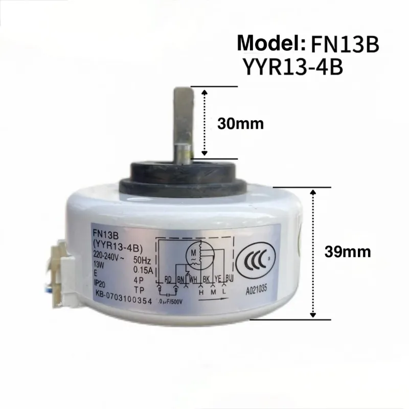 New FN13B YYR13‑4B Indoor Blower Motor 6‑Wire 3‑Speed for Gree AC, Shaft Length 30mm / 45mm  Replacement Part