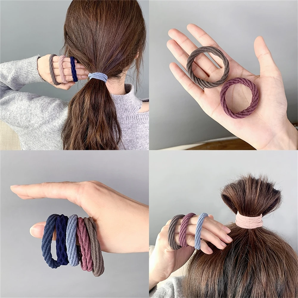 10pcs Basic Solid Color Hair Bands Elastic Simple Scrunchies for Women Girls Hair Ties Rope Accessories Ponytail Holder Headband