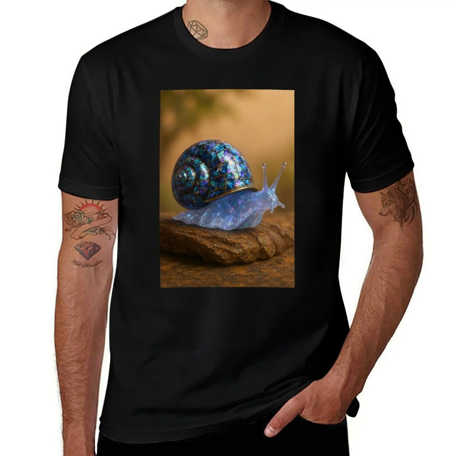 

Jewel Shell Snail in Fantasy Forest T-Shirt Personalized t-shirt blue lock oversized t shirt mens cotton t shirts