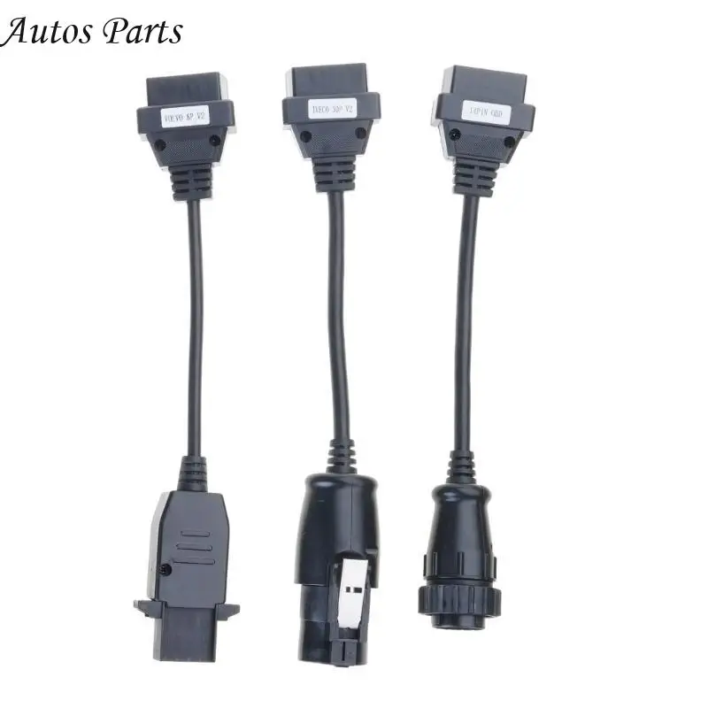 57BA 8Pcs Professional Truck Diagnostic Cable Adapter Converter ABS Construction For Commercial Vehicle Computer Interfaces