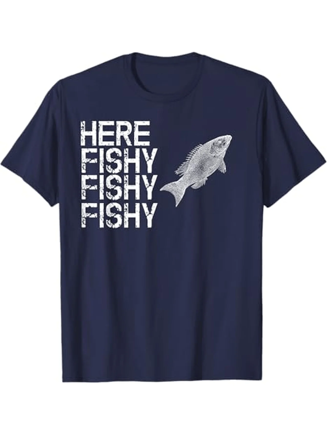 "هنا مريب مريب" القفز الأسماك مضحك الصيد تي شيرت 100% القطن س الرقبة قصيرة الأكمام الصيف عادية قميص رجالي الشارع الشهير #5