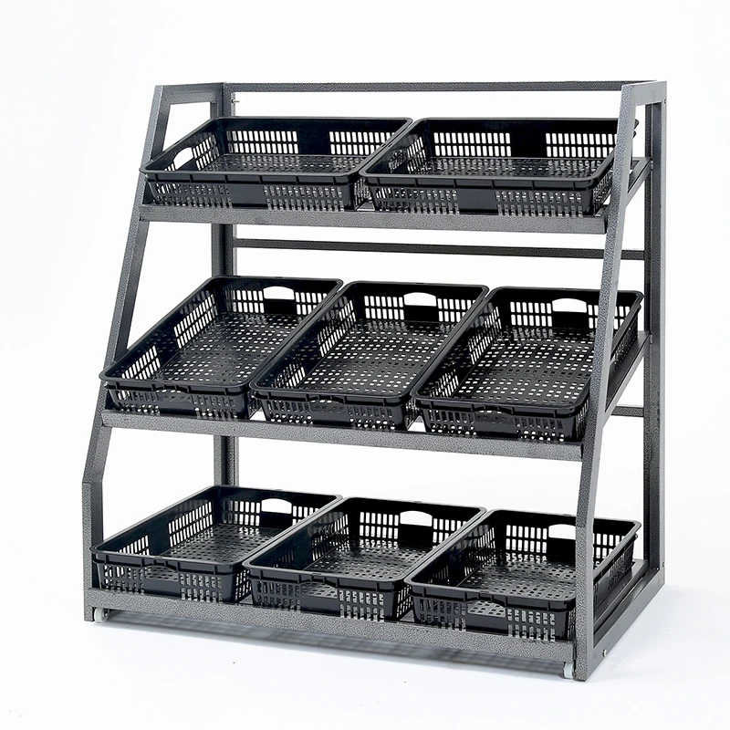 Fruit shelf display rack Supermarket convenience store fruit and vegetable rack stepped three-layer vegetable rack Baiguoyuan fr