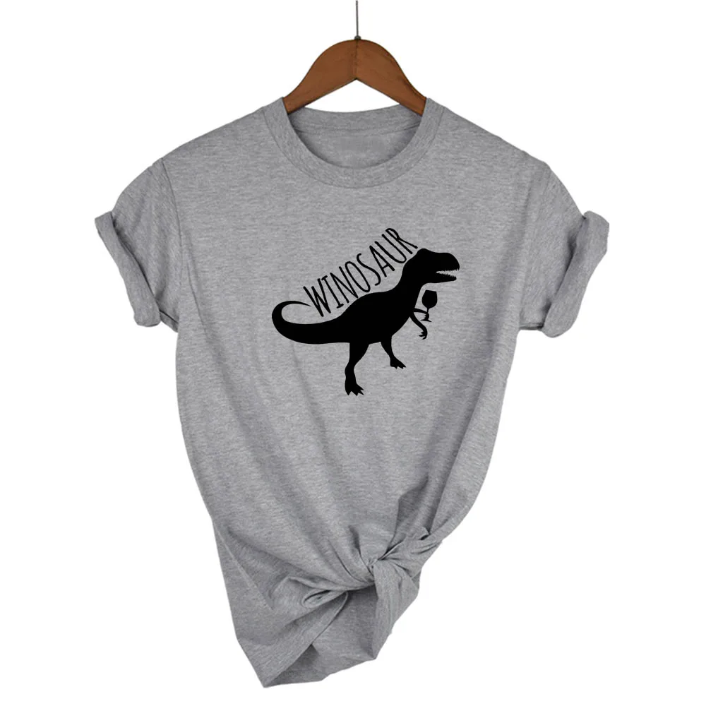 T-Shirts Women Short Sleeve WINO SAUR DINOSAUR Print O-Neck Female Tops Summer Fashion Casual T Shirt Ladies Tops Tees