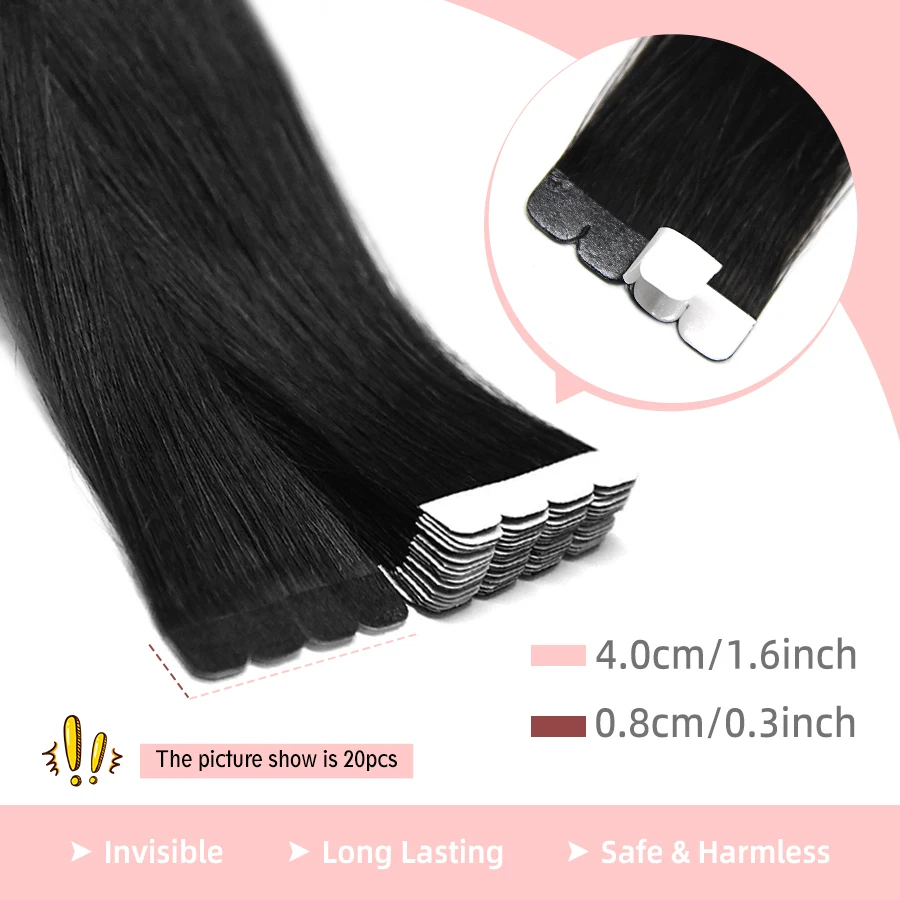 Vlasy 16pcs Mini Tape In 100% Human Hair Extensions Strap Seamless Invisible Straight Strap Real Human Hair for Women 12''-24''