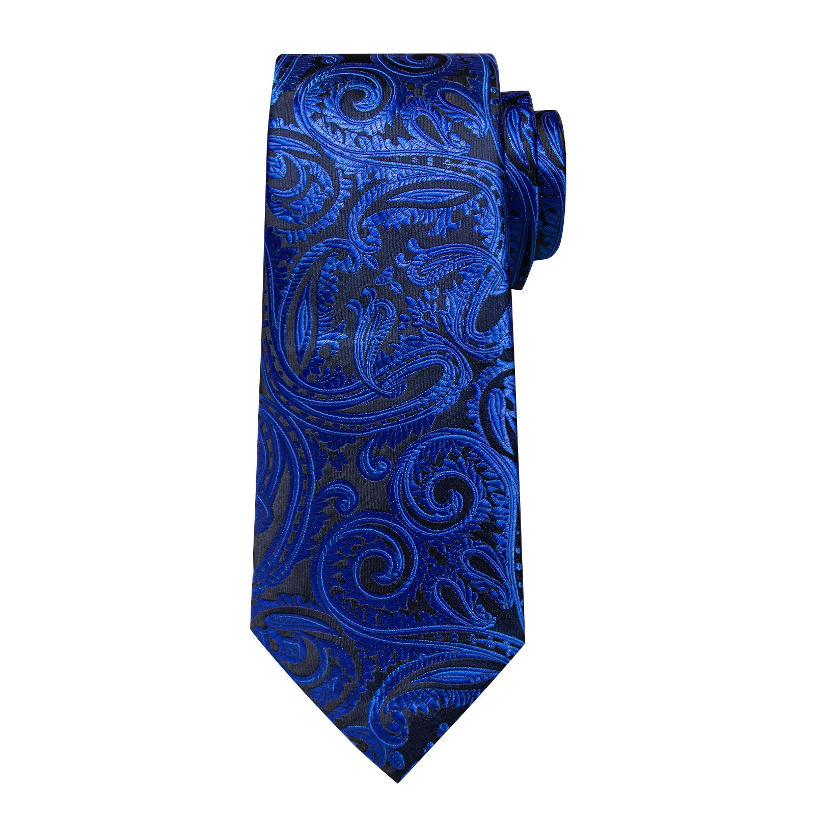 Royal Blue Paisley Plaid Striped Men tie Set with Handkerchief Cufflinks Wedding Prom Groom Accessories Perfect Gift for Men