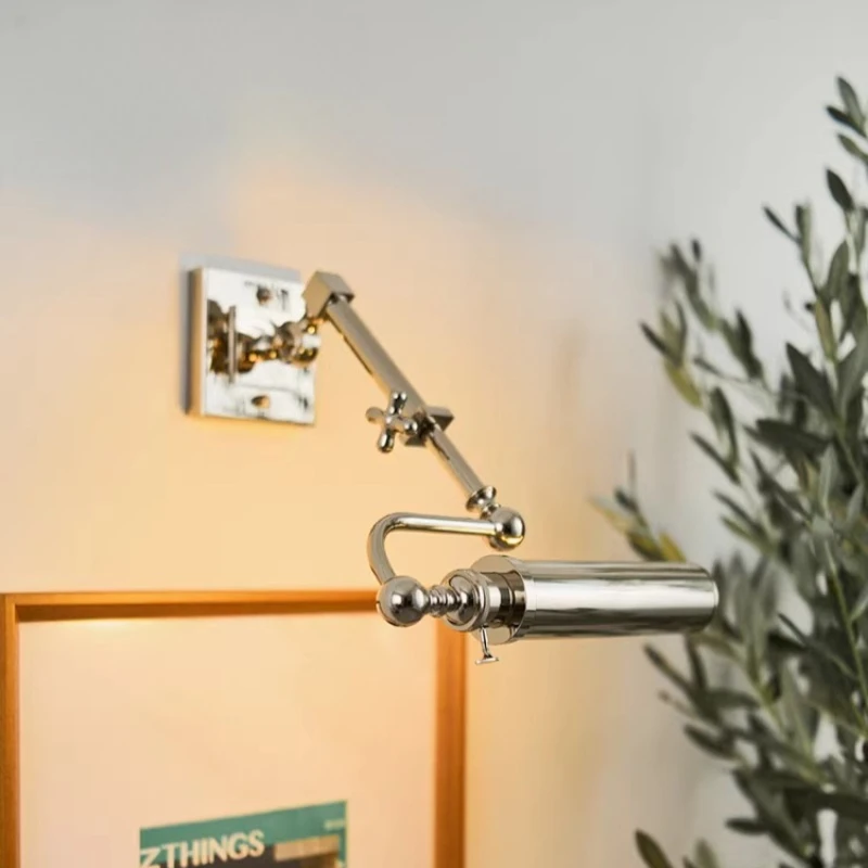 Iron Mirror Front Lamp Bedroom Study Bathroom Wall Lamps Vintage Minimalist Adjustable Wall Light Knob Telescopic Mood Lights