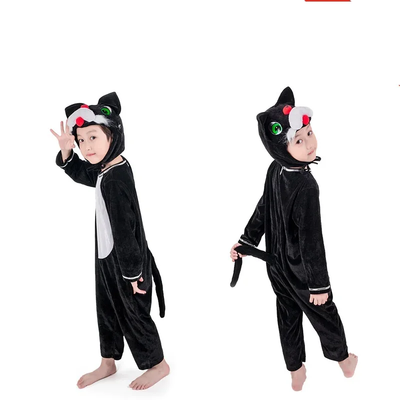 Children Boys Girls Animals White Cats Stage Performance Costumes Animal Mouse Jumpsuit Halloween Party Cosplay Costumes