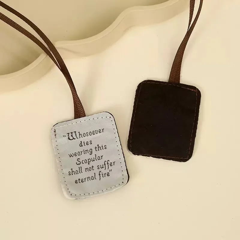 1 Pcs Brown Scapular of Mount Carmel  Our Lady and Saint Simon - Available in Packs - Handmade Quality