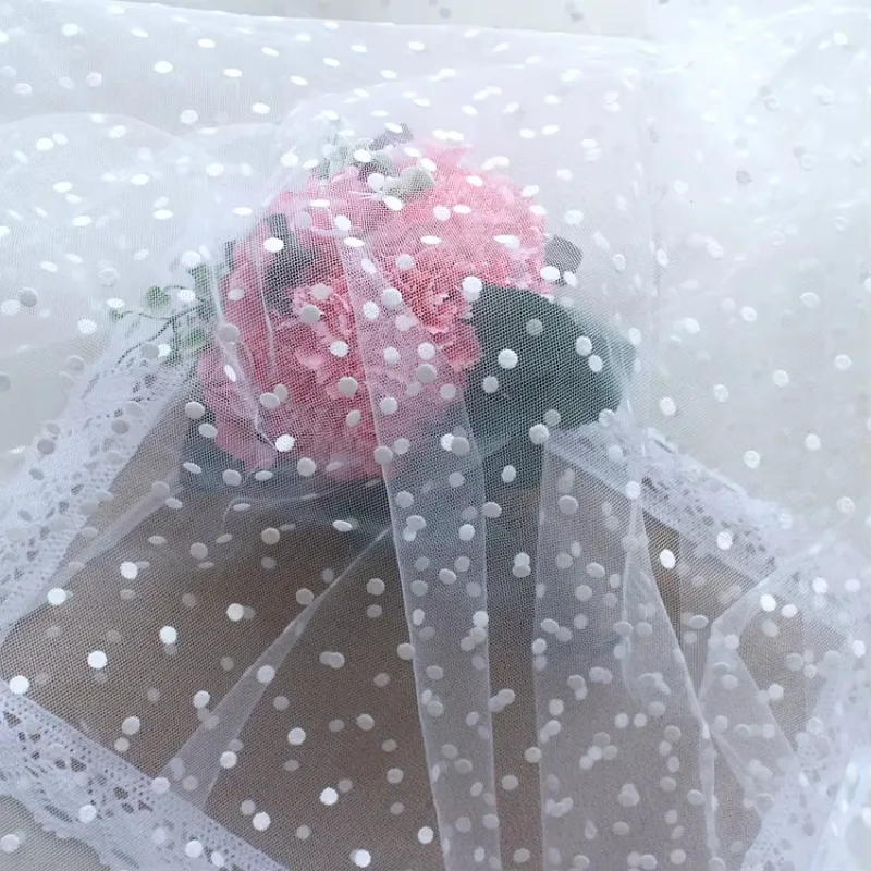 

Bridal Veil Mesh round Dot Wave Dot Headband Material Fluffy Skirt Fabric Top Hat Veil for Weddings And Special Occasions