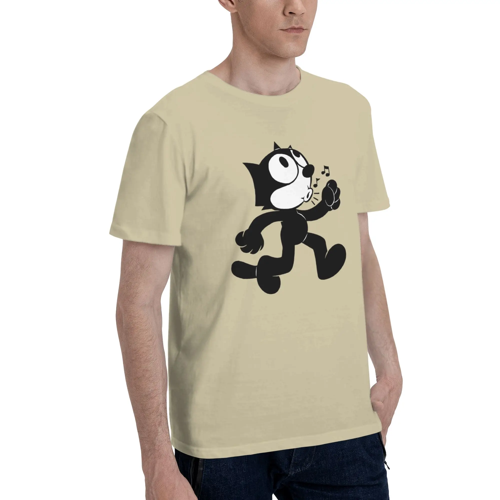 Men Women Graphic Print Felixs The cat T Shirt Tee Cotton  T-shirts Clothing