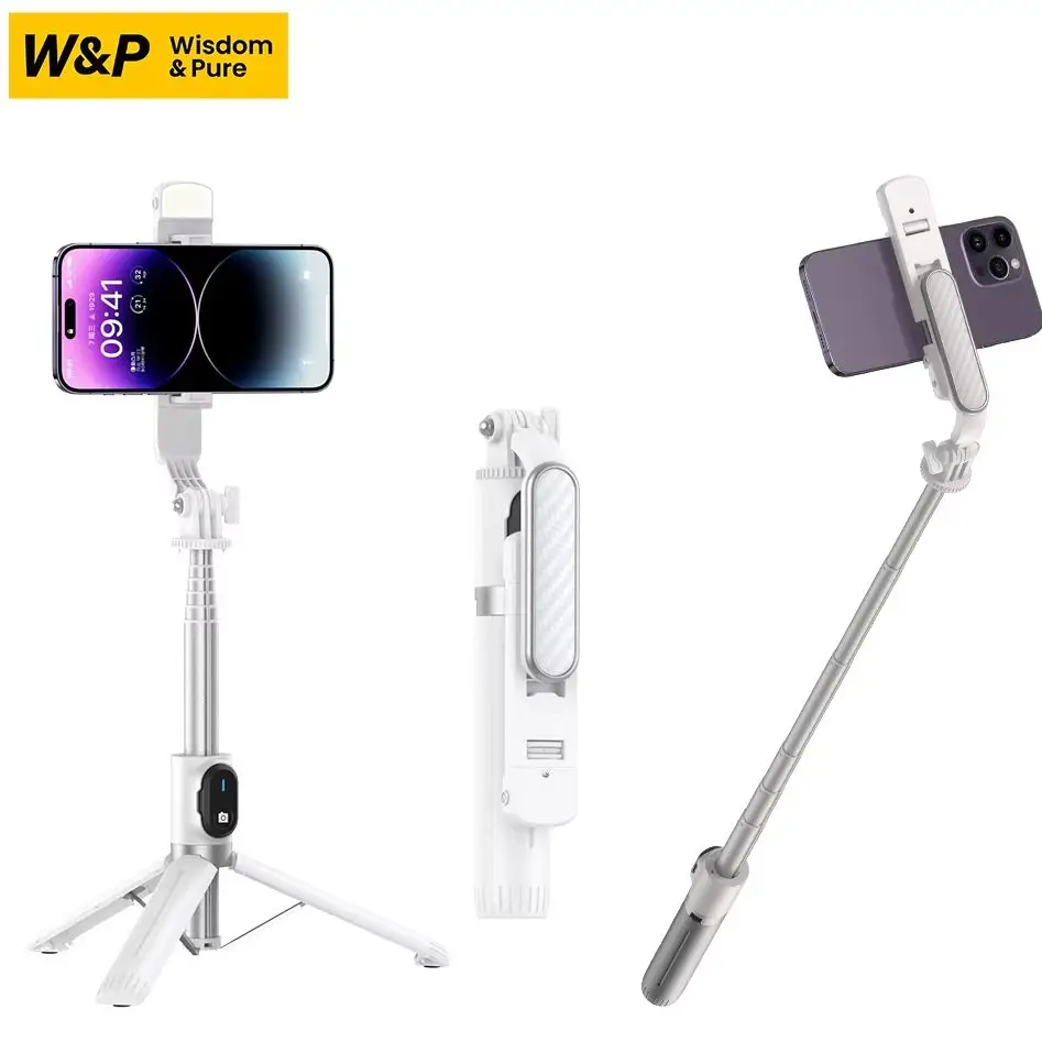 

W&P Selfie Stick Tripod Foldable 42.9inch Portable Bluetooth with Fill Light Shutter Remote Control for iPhone Android Phone