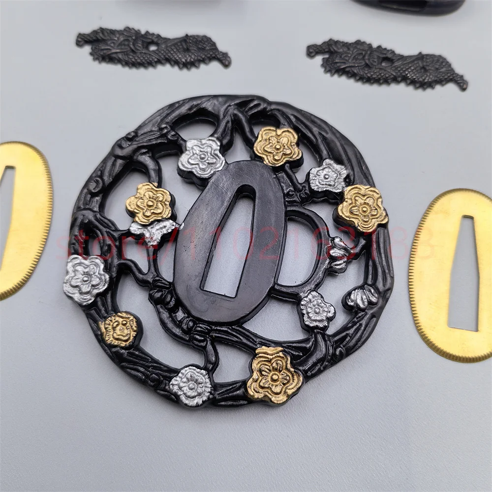 A Set Alloy Tsuba Handguard Guard Fuchi Kashira Menuki Brass Seppa For Japanese Real Japan Samurai Katana Sword Fittings Nice