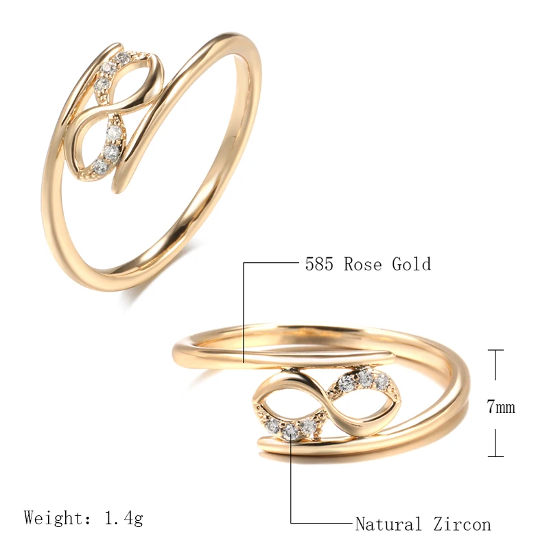 Minimalist Double Twist White Zircon Geometric Rings For Women 585 Gold Color Simple Party Jewelry Daily Wear Slim Rings