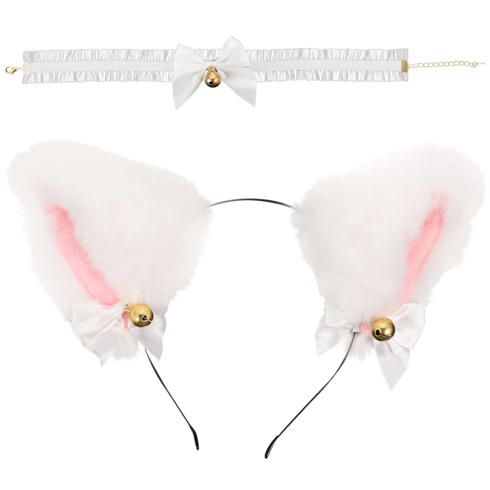 

Cat Ears Headband Hair Hoops Neck Bells PVC Cosplay Accessories Animal Ear Headdress For Party Photo Christmas Lovely Design