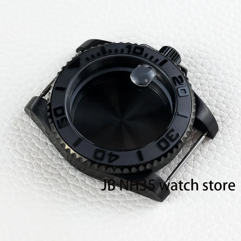 40mm Black Yacht Design Style Case with Sapphire Crystal Waterproof for NH35 Nh36 Nh34 Automatic Movement 28.5mm Dial Watch Case